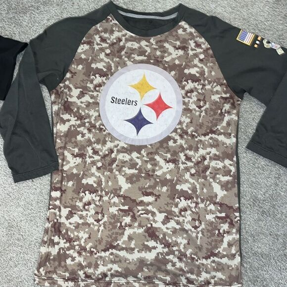 Vintage Cotton Digi Camo Pittsburgh Steelers Football Team LS T Shirt Lot of 3 - Picture 3 of 4